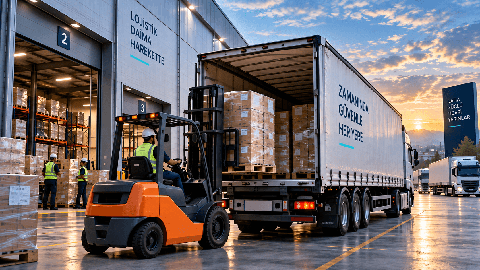 Depoda forklift ile palet yükleme operasyonu